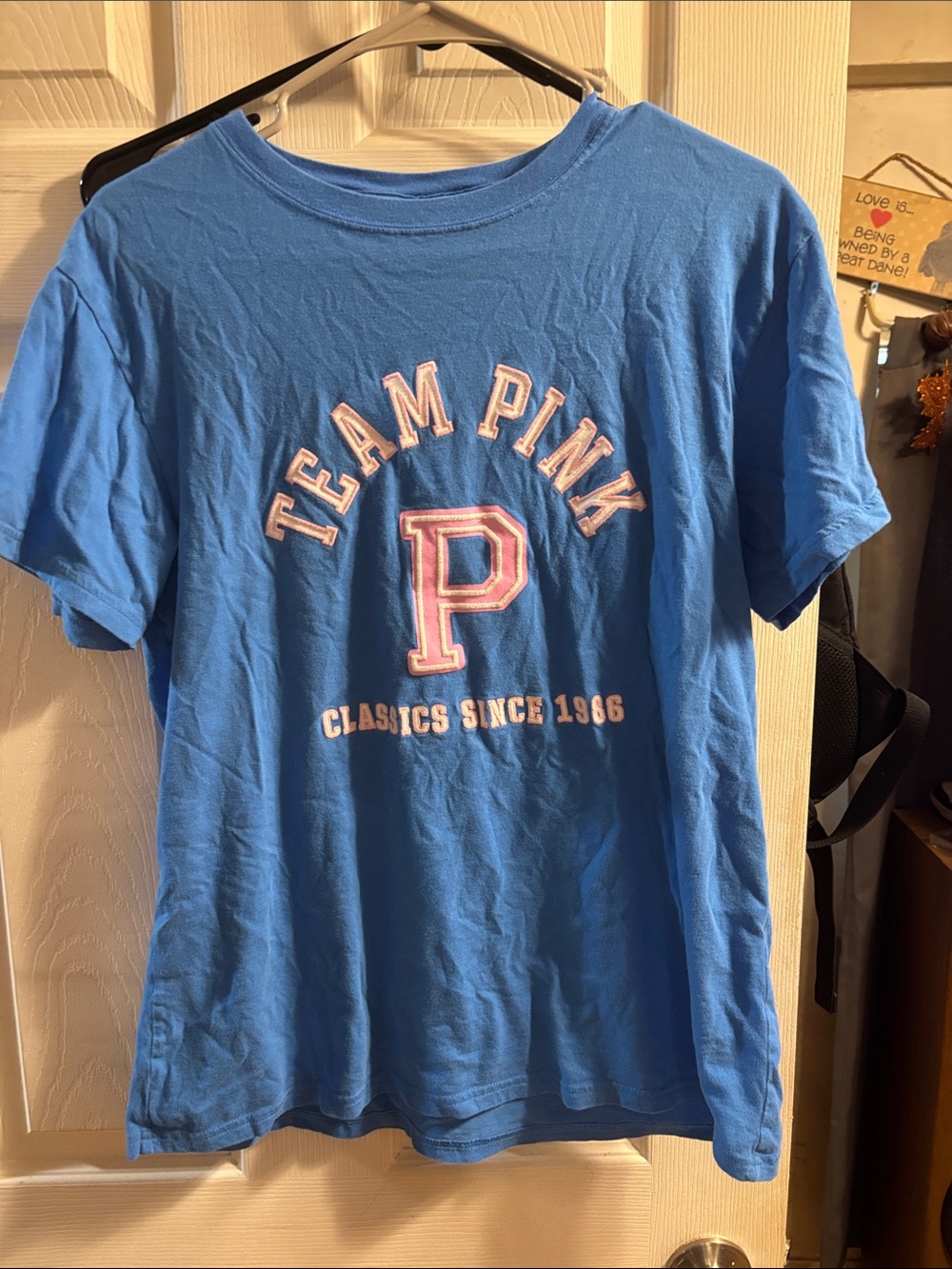 PINK Victoria's Secret Blue 'Team Pink' Short-Sleeve Tee